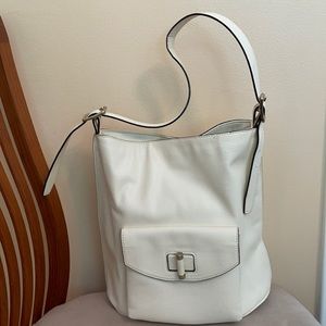 Ann Taylor leather white bucket bag